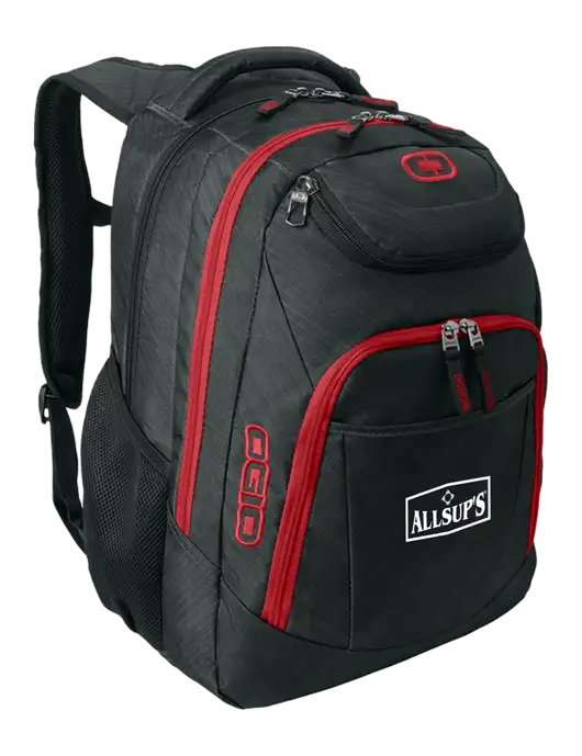 OGIO Dark Grey/Red Excelsior Laptop Backpack w/ALLSUP'S Logo