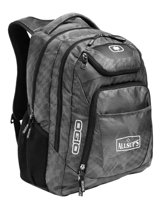 OGIO Race Day Silver Excelsior Laptop Backpack w/ALLSUP'S Logo