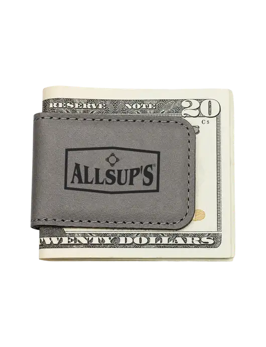 Gray Leatherette Money Clip w/ALLSUP'S Logo