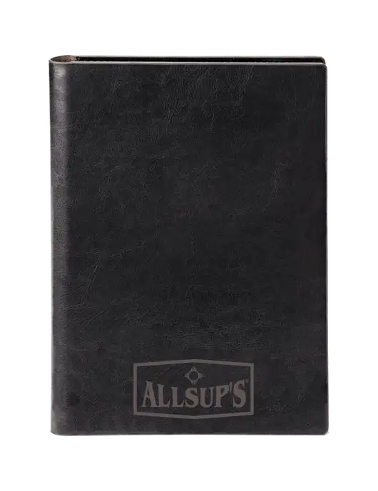 Fabrizio Black 7 x 9.625 Padfolio & Notepad w/ALLSUP'S Logo