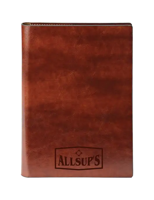 Fabrizio Brown 7 x 9.625 Padfolio & Notepad w/ALLSUP'S Logo