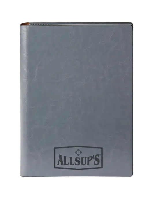 Fabrizio Grey 7 x 9.625 Padfolio & Notepad w/ALLSUP'S Logo
