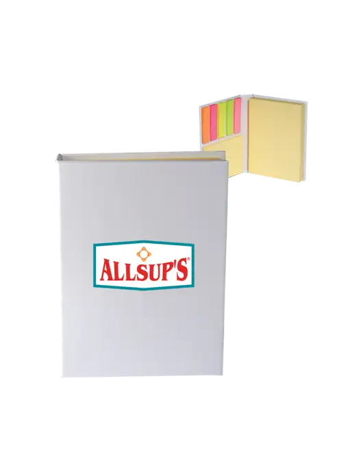 White Sticky Book Folio, 3.125 x 4.125 w/ALLSUP'S Logo