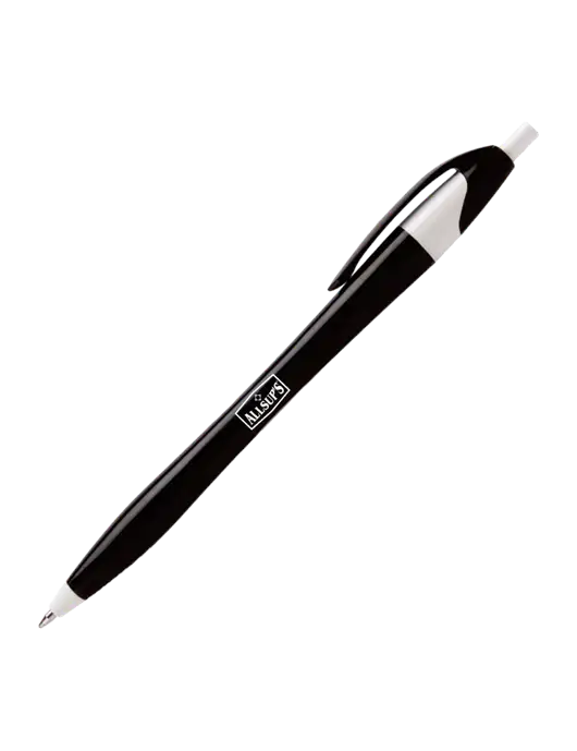 Novella Black/White Executive Pen - Blue Ink w/ALLSUP'S Logo