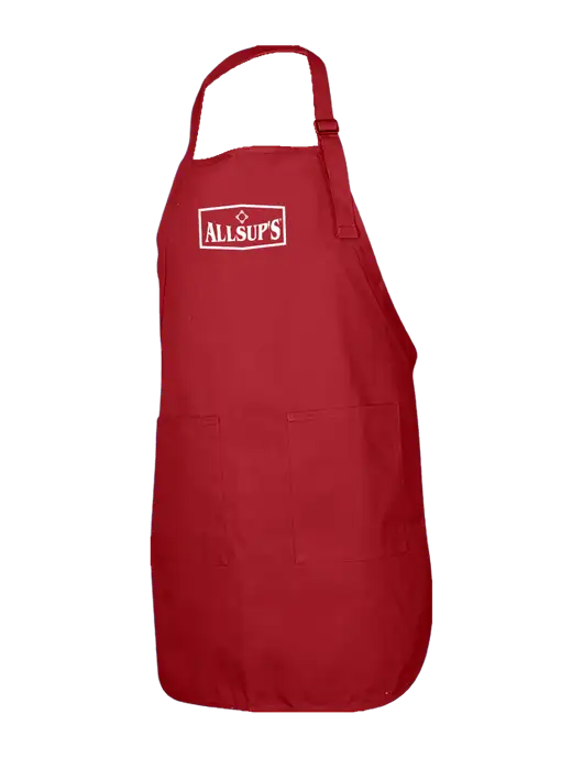 Full-Length Red Apron With Pockets w/ALLSUP'S Logo