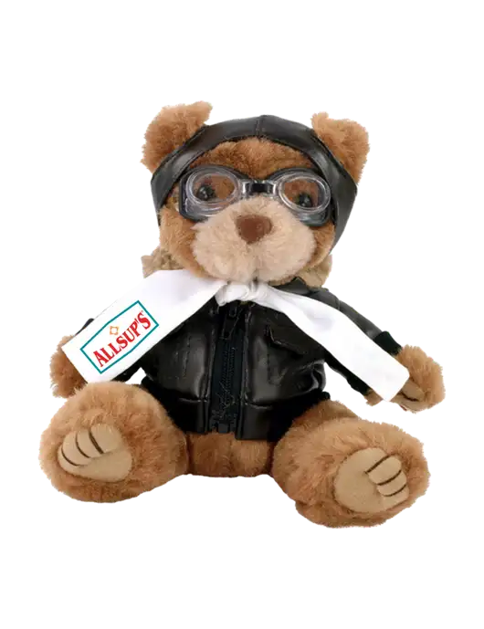 8" Brown Aviator Bear w/ALLSUP'S Logo