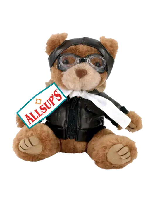 8" Brown Aviator Bear w/ALLSUP'S Logo
