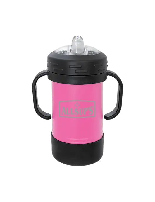 Polar Camel 10 oz Powder Coated Pink Sippy Cup w/ALLSUP'S Logo