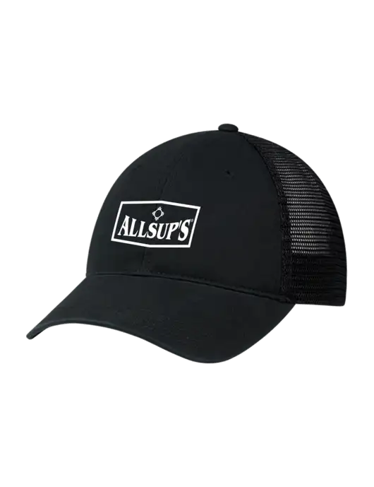 Richardson 111 Garment Washed Trucker Cap Black w/Black Mesh w/ALLSUP'S Logo