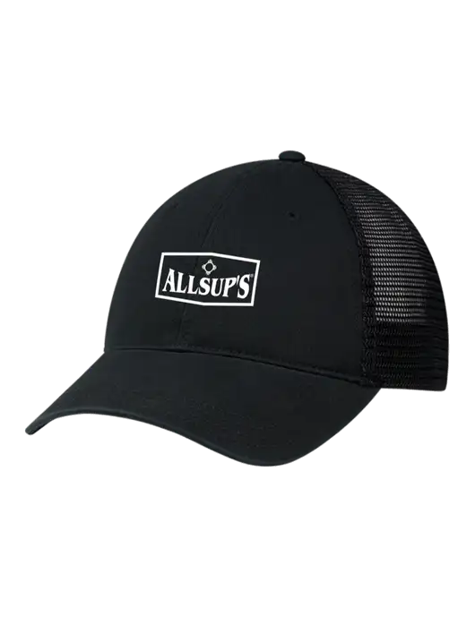 Richardson 111 Garment Washed Trucker Cap Black w/Black Mesh w/ALLSUP'S Logo