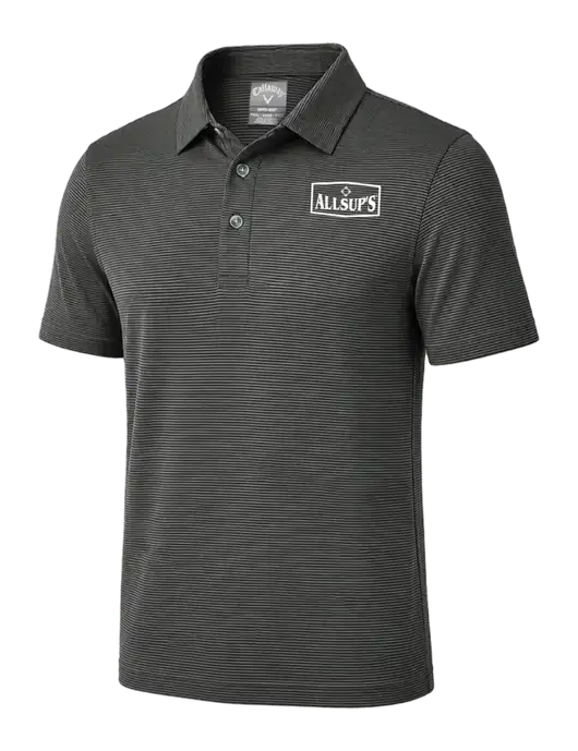 Callaway Black Fine Line Stripe Polo w/ALLSUP'S Logo