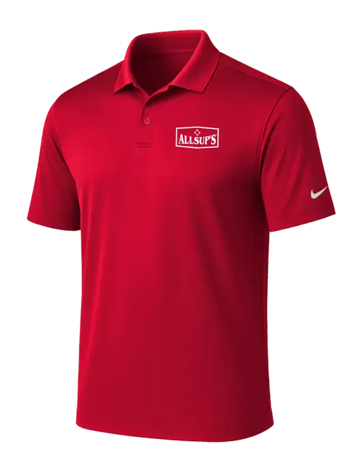 NIKE Red Victory Solid Polo w/ALLSUP'S Logo