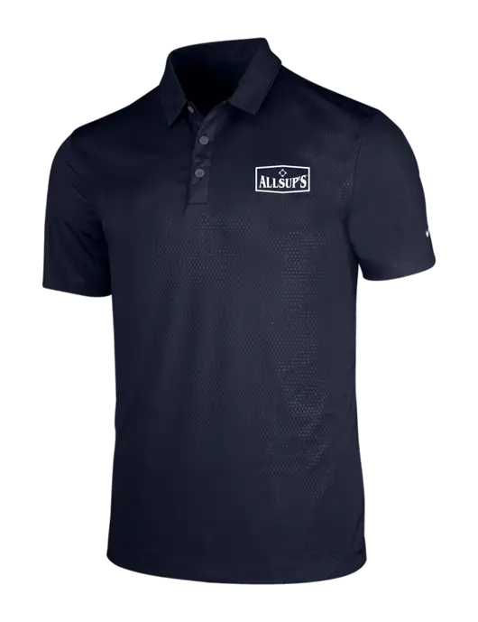 NIKE Dark Navy Dri-Fit Embossed Tri-Blade Polo w/ALLSUP'S Logo