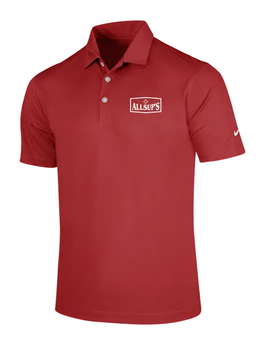 NIKE Red Dri-Fit Vertical Mesh Polo w/ALLSUP'S Logo