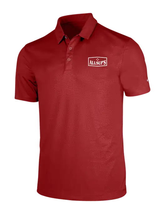 NIKE Red Dri-Fit Embossed Tri-Blade Polo w/ALLSUP'S Logo