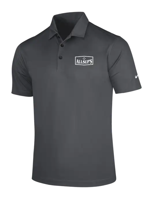 NIKE Dark Grey Dri-Fit Vertical Mesh Polo w/ALLSUP'S Logo