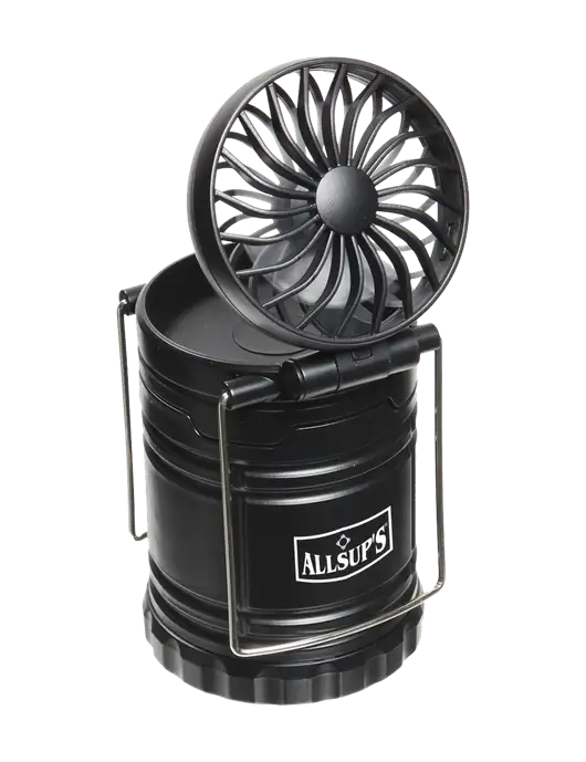 Black Retro Lantern with Fan w/ALLSUP'S Logo