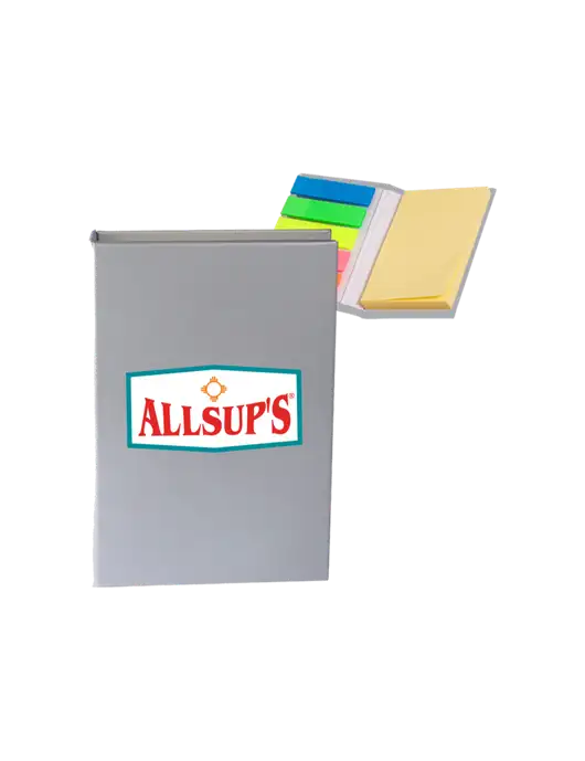 Light Medium Grey Micro Sticky Note Pad, 2 x 3.25 w/ALLSUP'S Logo