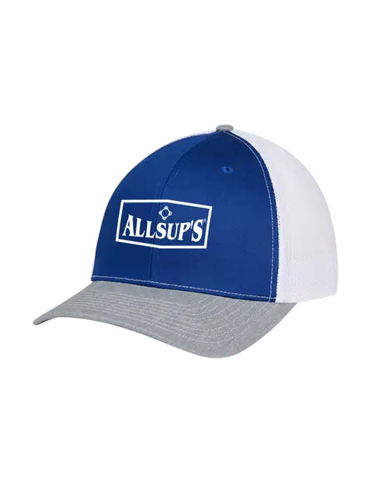Richardson Adjustable Snapback Original 112 Trucker Cap Royal/HeatherGrey/White Mesh w/ALLSUP'S Logo