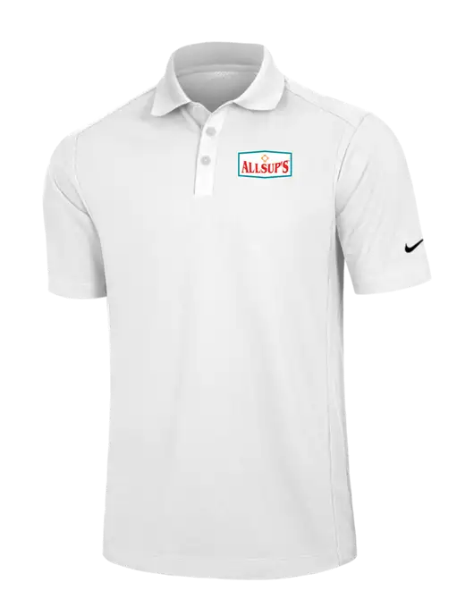 Nike White Dri-FIT Classic Polo w/ALLSUP'S Logo