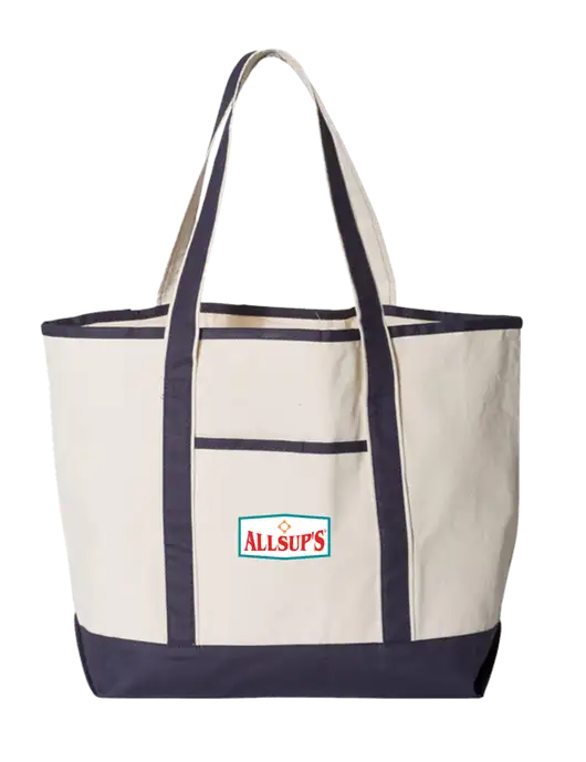 Natural/Navy Large Canvas Deluxe Tote w/ALLSUP'S Logo