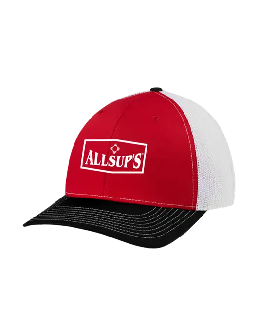 Richardson Adjustable Snapback Original 112 Trucker Cap Black/Red/White Mesh w/ALLSUP'S Logo