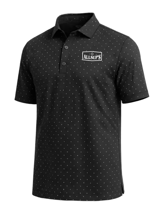 Callaway Micro Chev Black Print Polo w/ALLSUP'S Logo