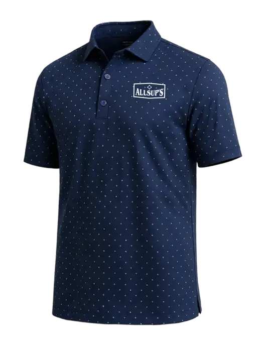 Callaway Micro Chev Dark Navy Print Polo w/ALLSUP'S Logo