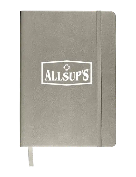 Light Medium Grey Comfort Touch Bound Journal 5 ¾" W x 8 ½” H w/ALLSUP'S Logo