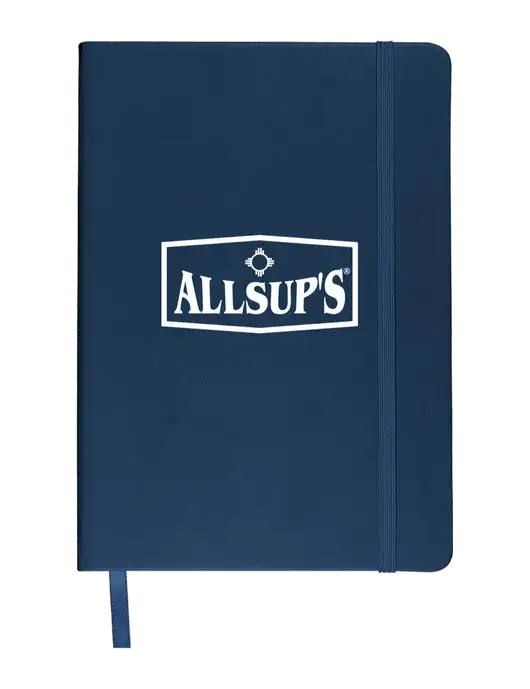 Dark Navy Comfort Touch Bound Journal 5 ¾" W x 8 ½” H w/ALLSUP'S Logo