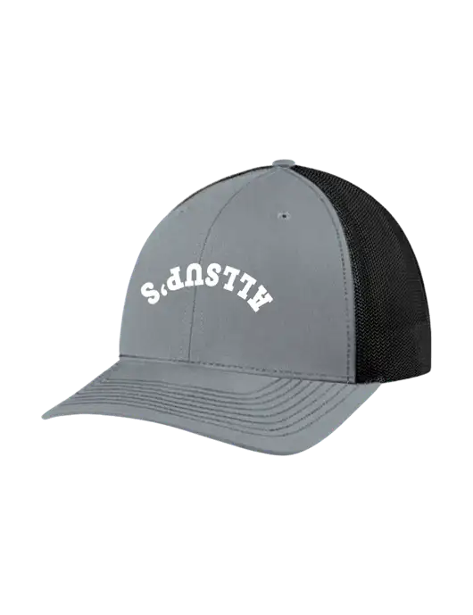 Richardson Adjustable Snapback Original 112 Trucker Cap Heather Grey w/Black Mesh w/ALLSUP'S Upside Down Arched Logo