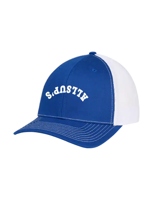 Richardson Adjustable Snapback Original 112 Trucker Cap Royal w/White Mesh w/ALLSUP'S Upside Down Arched Logo