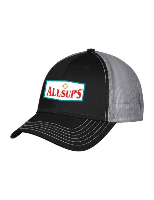 Black & Grey Mesh Trucker Cap Snap Back w/ALLSUP'S Logo