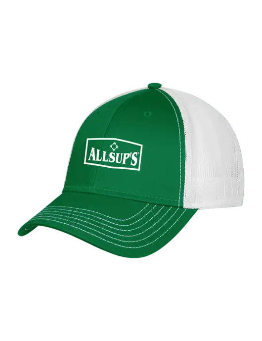 Kelly/White Mesh Trucker Cap Snap Back w/ALLSUP'S Logo