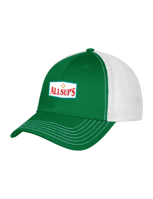 Kelly & White Mesh Trucker Cap Snap Back w/ALLSUP'S Logo