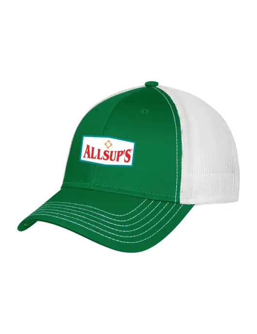 Kelly & White Mesh Trucker Cap Snap Back w/ALLSUP'S Logo