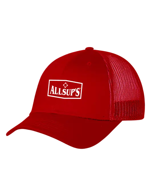 Red Mesh Trucker Cap Snap Back w/ALLSUP'S Logo