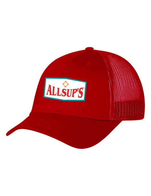 Red Mesh Trucker Cap Snap Back w/ALLSUP'S Logo