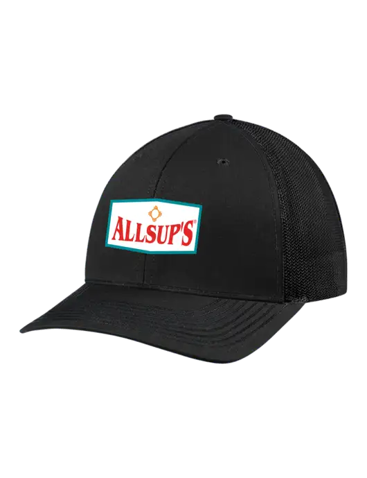 Richardson Adjustable Snapback Original 112 Trucker Cap Black w/Black Mesh w/ALLSUP'S Logo