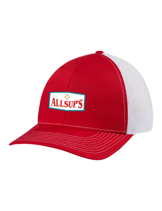 Richardson Adjustable Snapback Original 112 Trucker Cap Red w/White Mesh w/ALLSUP'S Logo