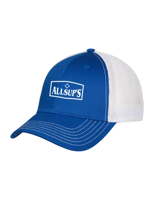 Royal/White Mesh Trucker Cap Snap Back w/ALLSUP'S Logo