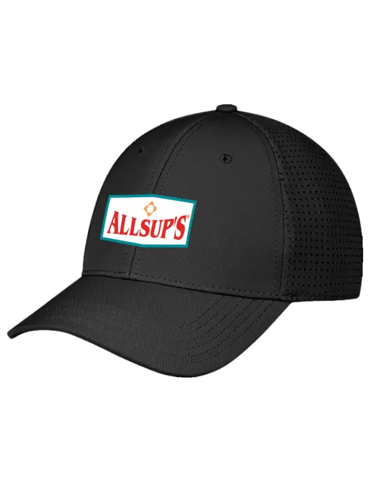 Black Performance Stretchable Cap Hook & Loop w/ALLSUP'S Logo
