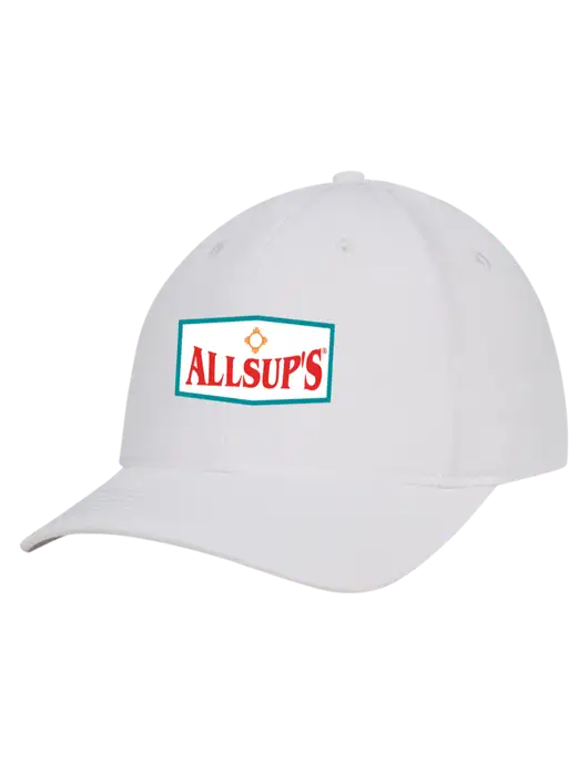 White Nylon Twill Performance Cap w/ALLSUP'S Logo