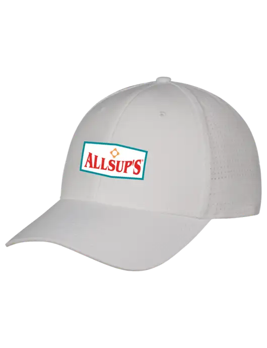 White Performance Stretchable Cap Hook & Loop w/ALLSUP'S Logo