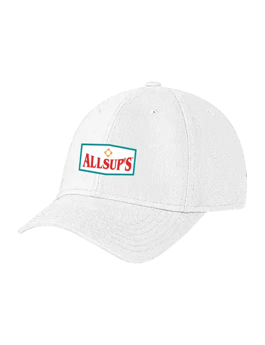 White Structured Soft Snap Closure Hook & Loop Cap w/ALLSUP'S Logo