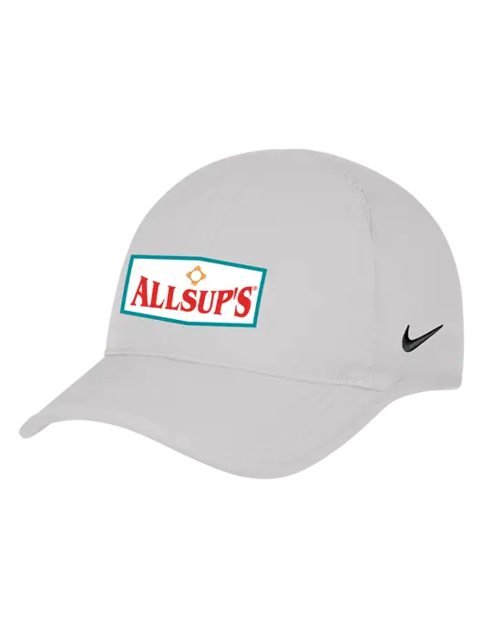 Nike White Featherlight Cap w/ALLSUP'S Logo