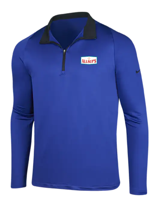 NIKE Deep Royal/Black Dry-Fit Stretch 1/2 Zip Cover-Up w/ALLSUP'S Logo