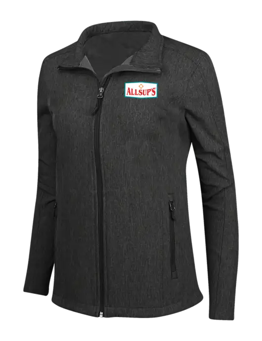 Black Charcoal Heather Womens Core Soft Shell Jacket w/ALLSUP'S Logo