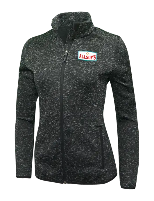 Black Heather Womens Sweater Fleece Jacket w/ALLSUP'S Logo
