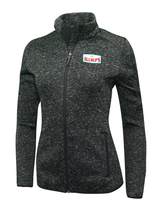 Black Heather Womens Sweater Fleece Jacket w/ALLSUP'S Logo
